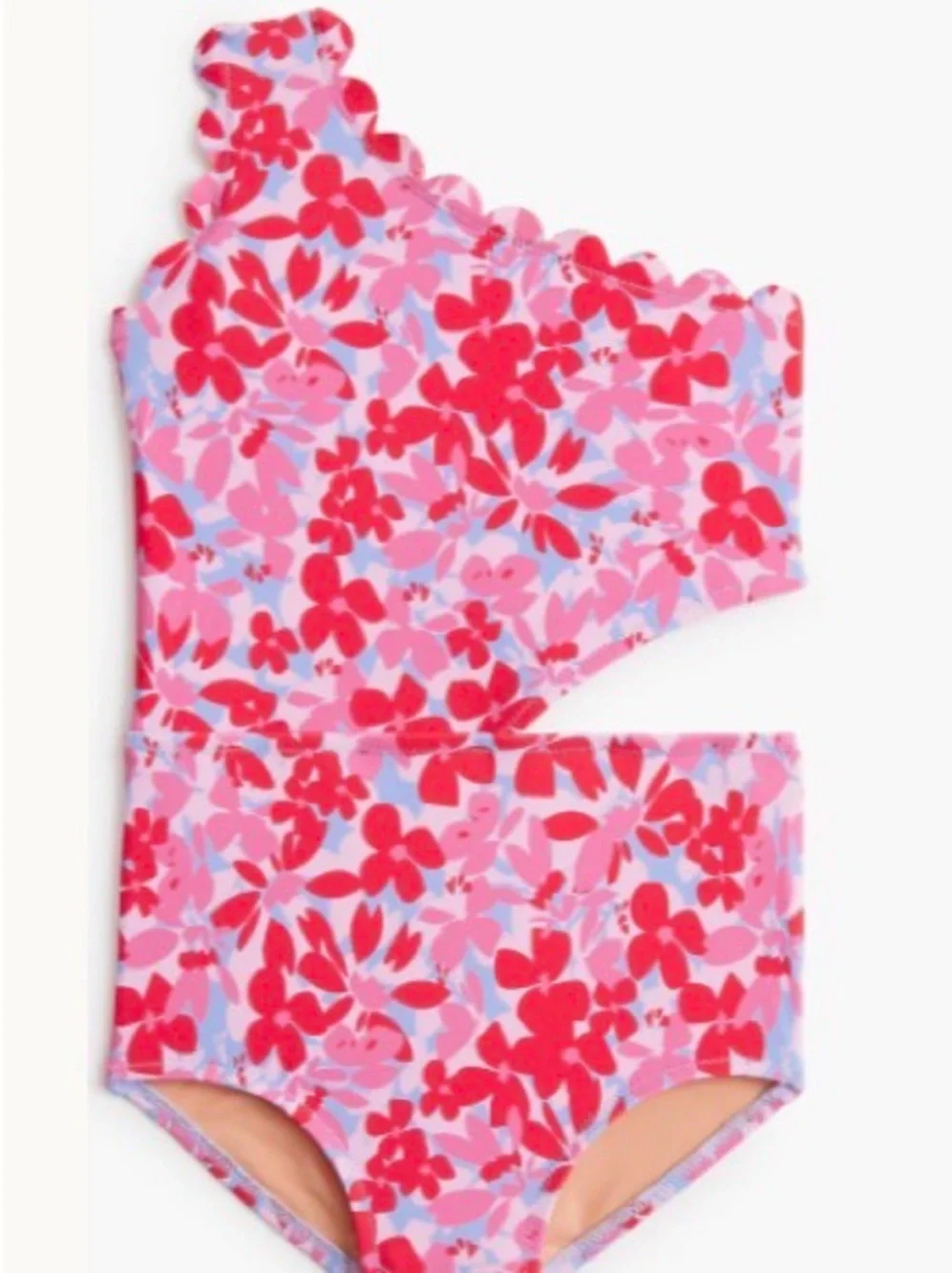 J. Crew Factory Girls' Floral Scalloped One-piece Swimsuit